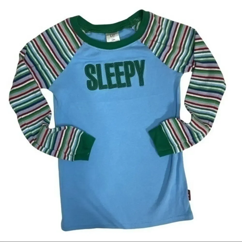Carter’s Holiday T-shirt Sleepy Striped Embroidered long sleeve sleepwear top 3T